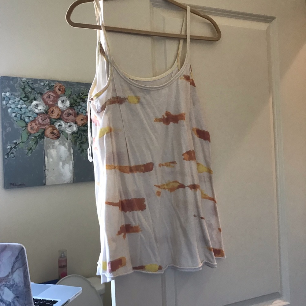 Brown, yellow, and white tank top.
